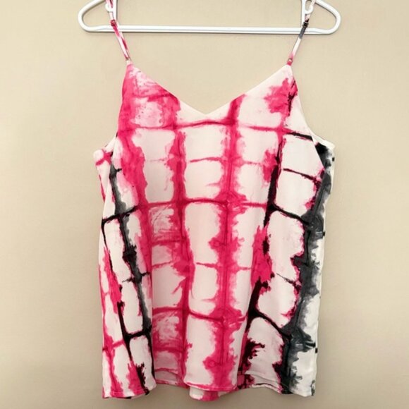 3/$10⚡️Calvin Klein White Spaghetti Strap Camisole with Pink & Black Tye Dye - Picture 6 of 9